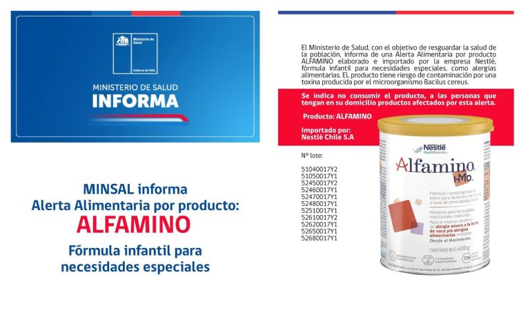 SERNAC INFORMA SOBRE ALERTA DE SEGURIDAD ALIMENTARIA POR LECHE EN POLVO INFANTIL ALFAMINO