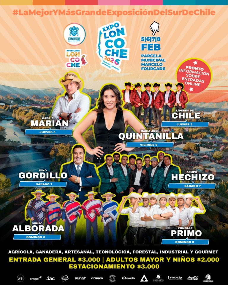 LA ARTISTA MÁS OVACIONADA DE CHILE LLEGA A EXPO LONCOCHE: EXPO LONCOCHE 2026 TRAE A MARÍA JOSÉ QUINTANILLA, ZÚMBALE PRIMO Y GRANDES ARTISTAS AL SUR DE CHILE